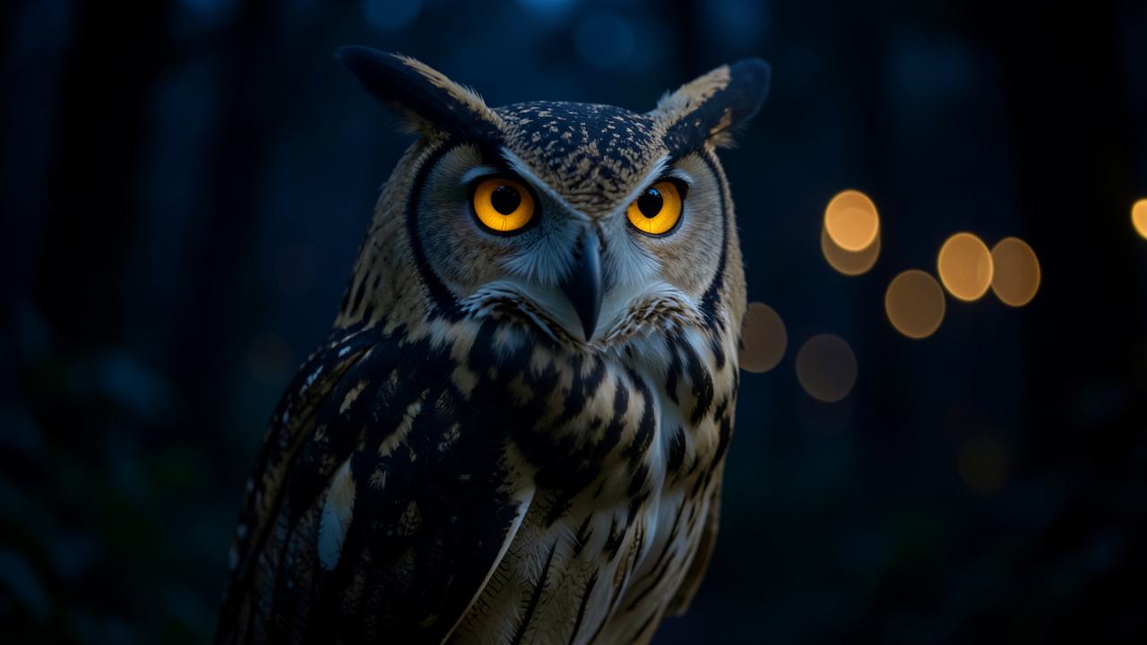 Owl perched at night